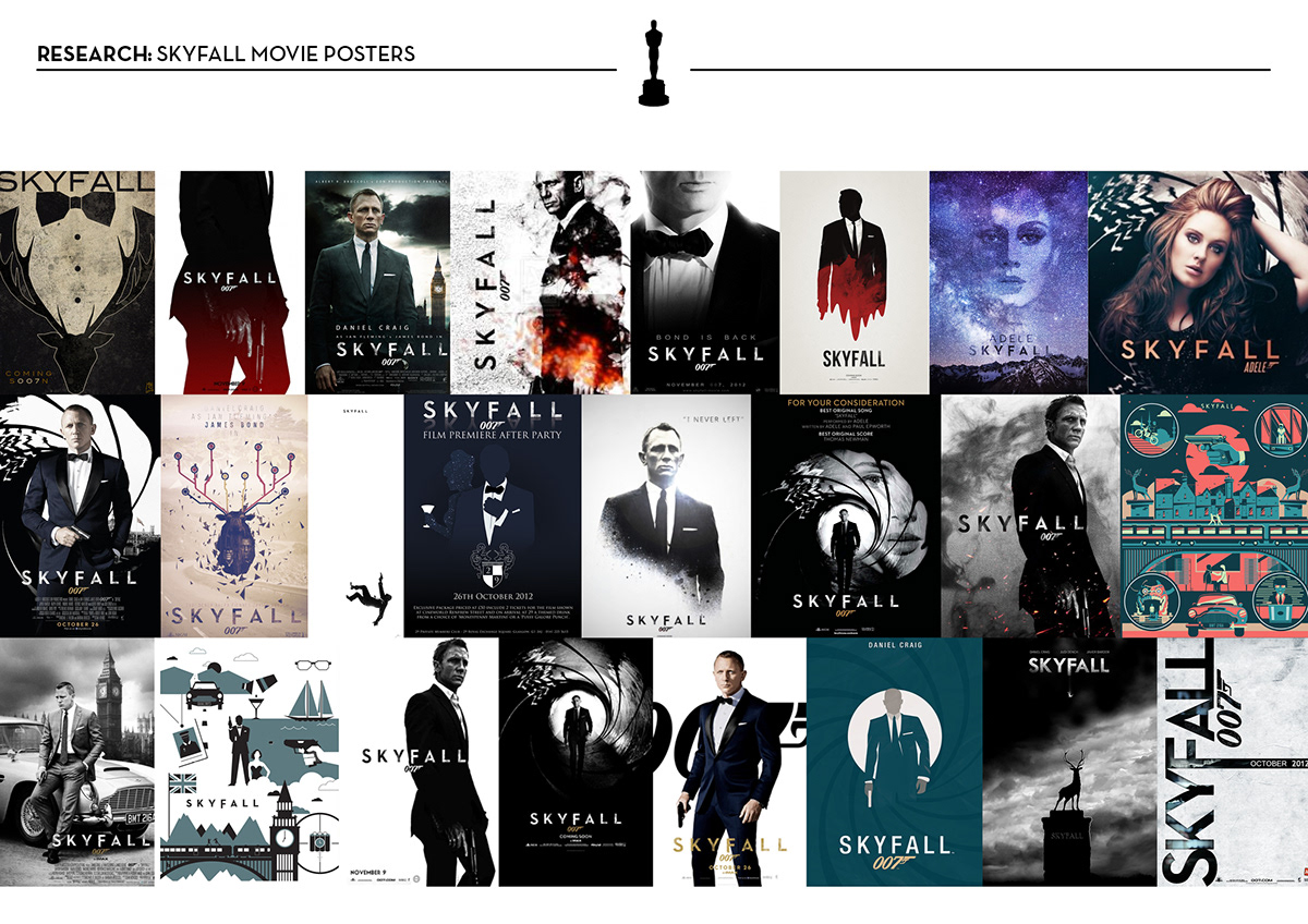 D&AD New Blood Awards Adele skyfall poster james bond XL recordings oscar Academy Awards design traditional handdrawn minimalistic simplistic Classic