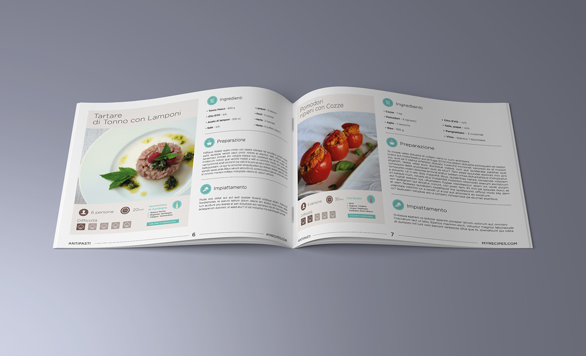 Food  recipes ricettario menu Cibo Catalogue brochure graphic editorial