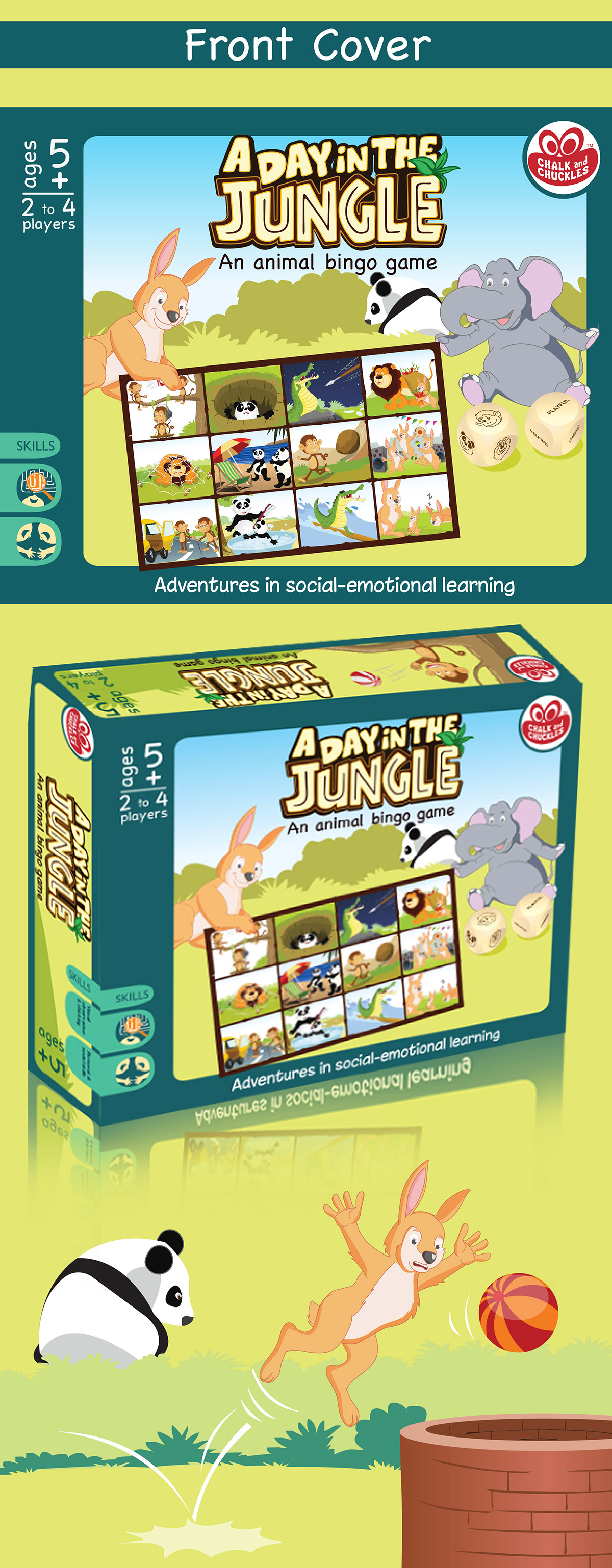 animals Children Game jungle monkey Panda  crocodile lion rabbit elephant green Bingo Game social-emotional learning