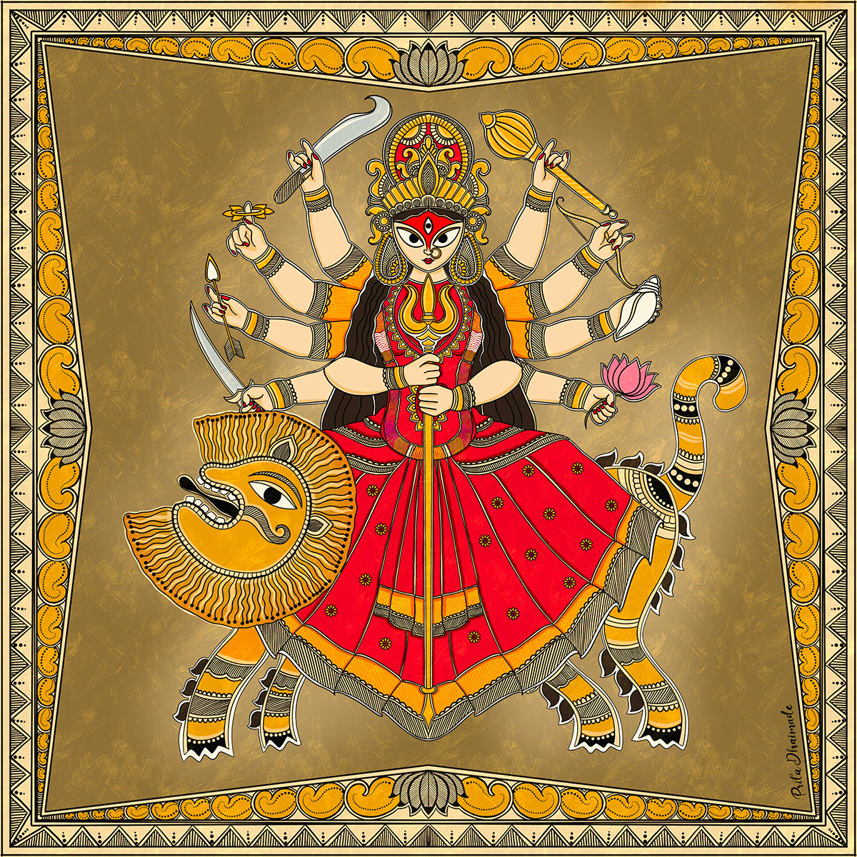 Orissa Pattachitra Painting Durga