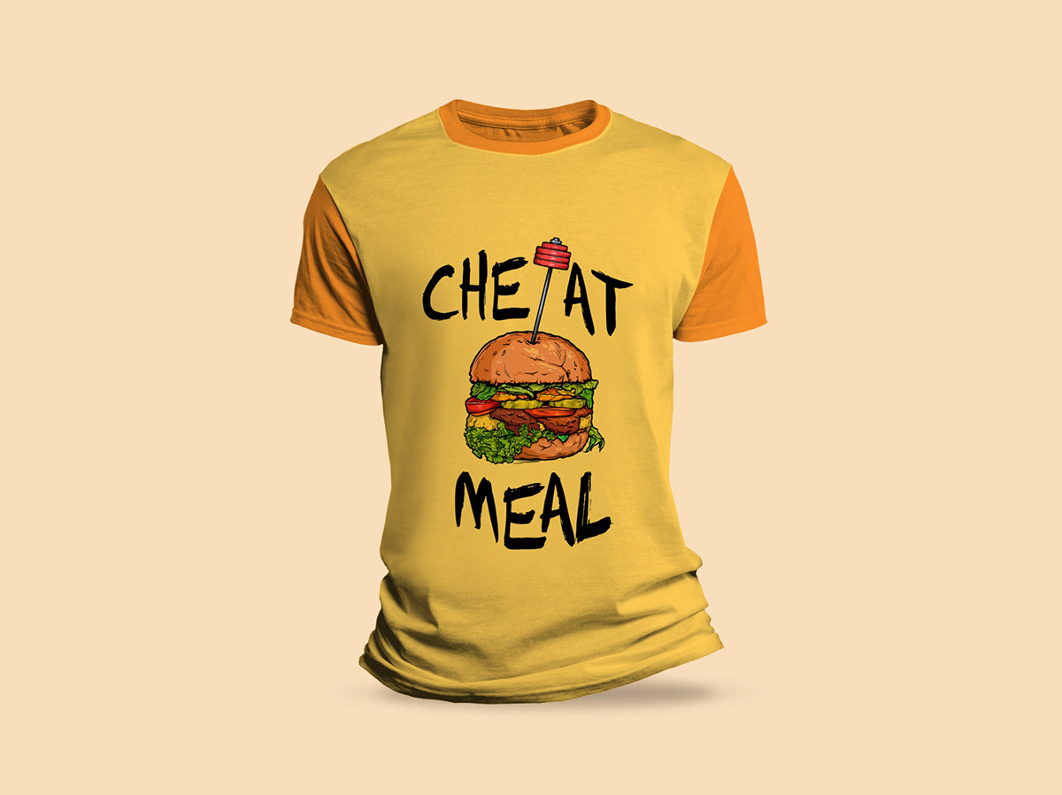 burger cheat ILLUSTRATION  meal print rod Clothing dumbbells t-shirt