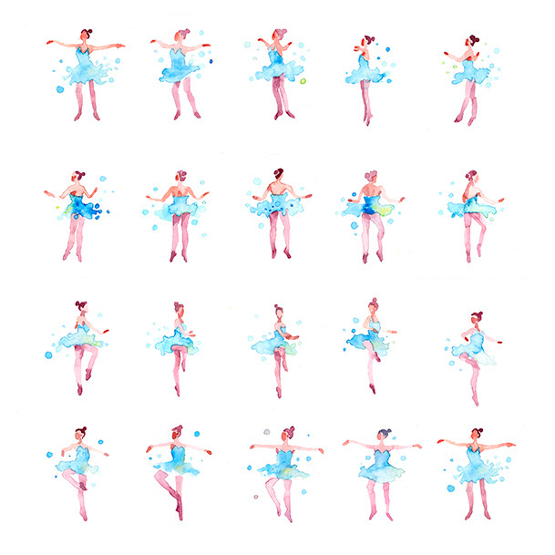 Rotoscope animation  ballerina dancing ILLUSTRATION  watercolor