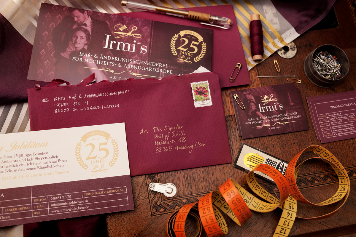 tailor stationary printdesign branding  logodesign violett Bordeaux gold #HP   anniversary