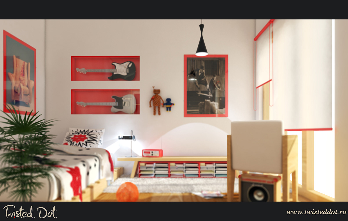 architectural design bedroom living room duplex kids room 3D Studio Max ArchiCAD rendering photoshop design