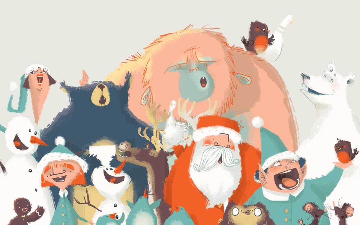 Illustrator free desktop wallpaper seasonal Christmas Halloween festive santa snow pattern