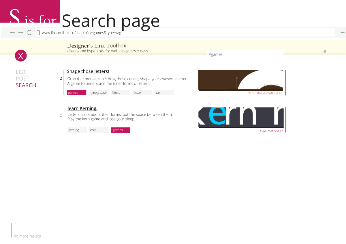 Web lists search list tags user experience Interface user Experience