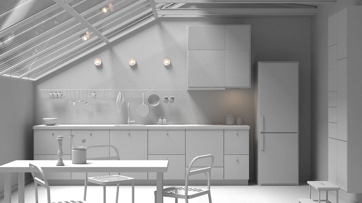 kitchen 3dsmax coronarenderer strasbourg modelisation Interior green material light design realistic Infographie france