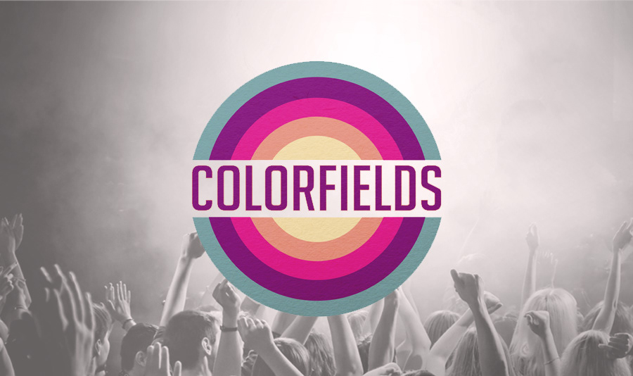 logo  Music Colorfields green purple pink grange paper circle