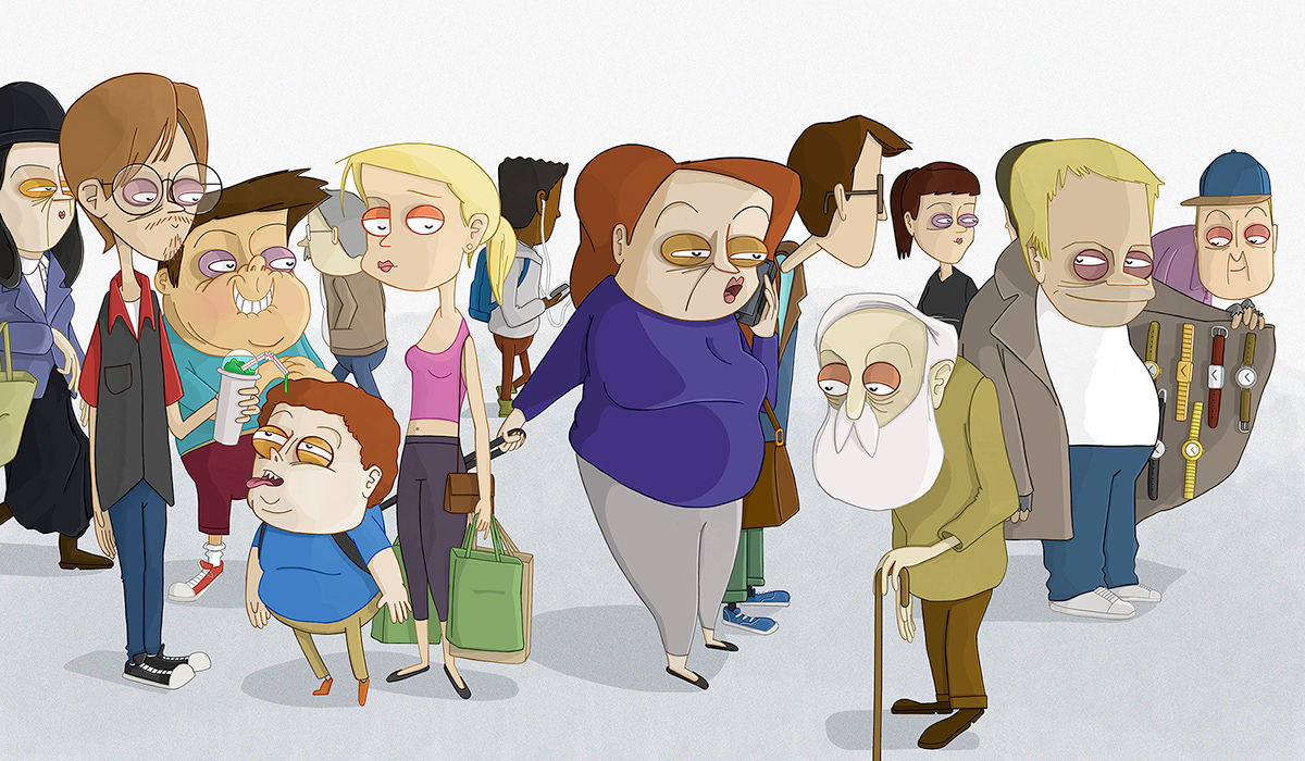 Promotional Character group crowd cartoon color
