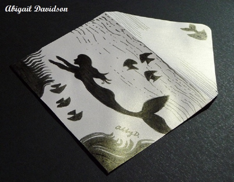 Silhouette Silhouettes black and white mail art envelope ILLUSTRATION  Drawing  brush pen Stationery
