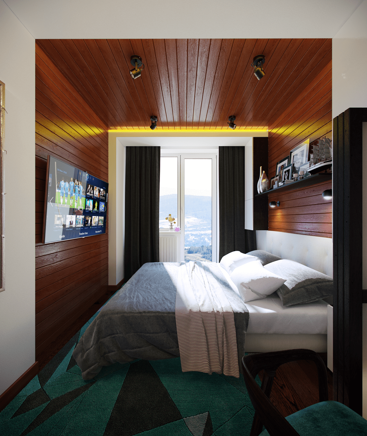 bedroom Interior 3D 3dmax wood Cedar vray ukraine stoner