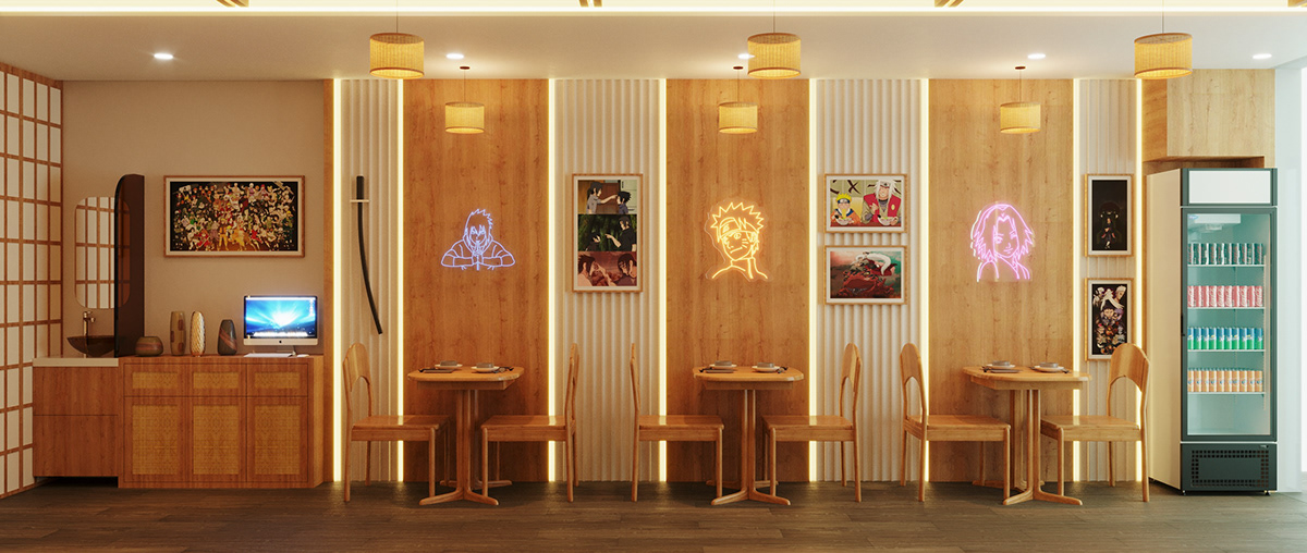 chair wood interior design  restaurant restaurant interior anime naruto shoji doors