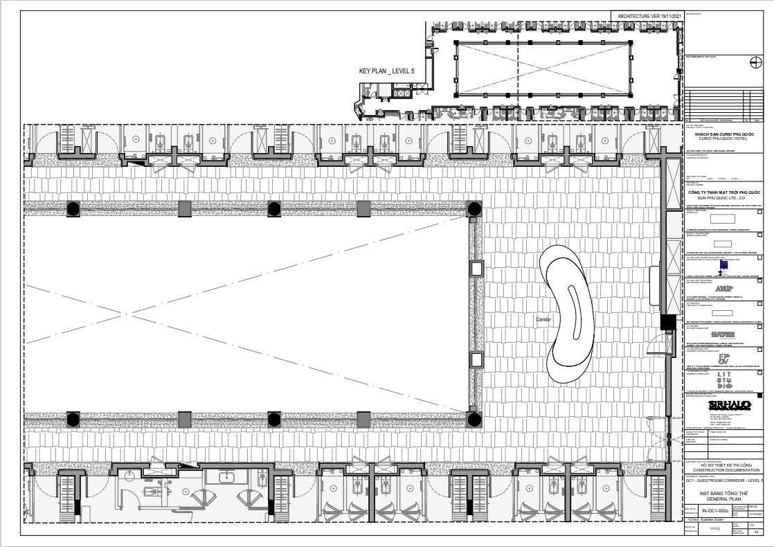 interior design  technical drawing draftsman AutoCAD hotel resort corridor Interior design