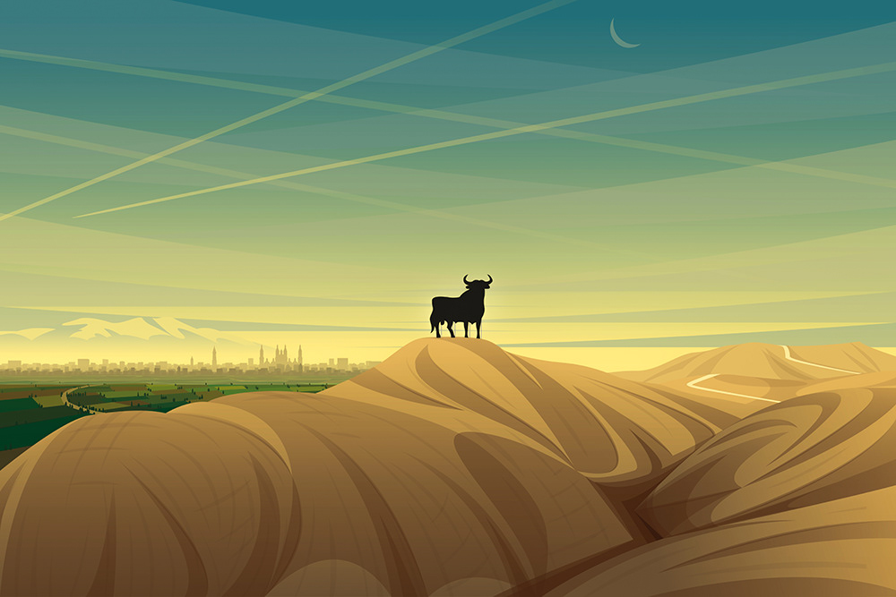 spain vector Landscape Illustrator bull desert osborne toro zaragoza