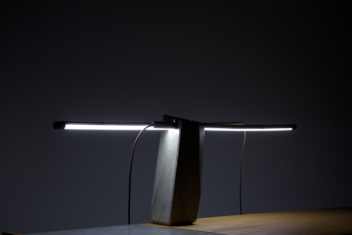 TIMBER light led glass concrete handmade table