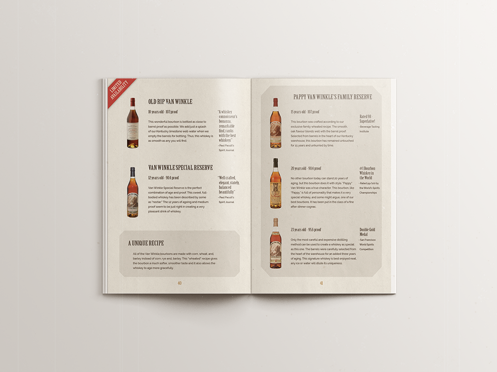 editorial Layout Layout Design print Booklet bourbon branding  graphic design  Whiskey