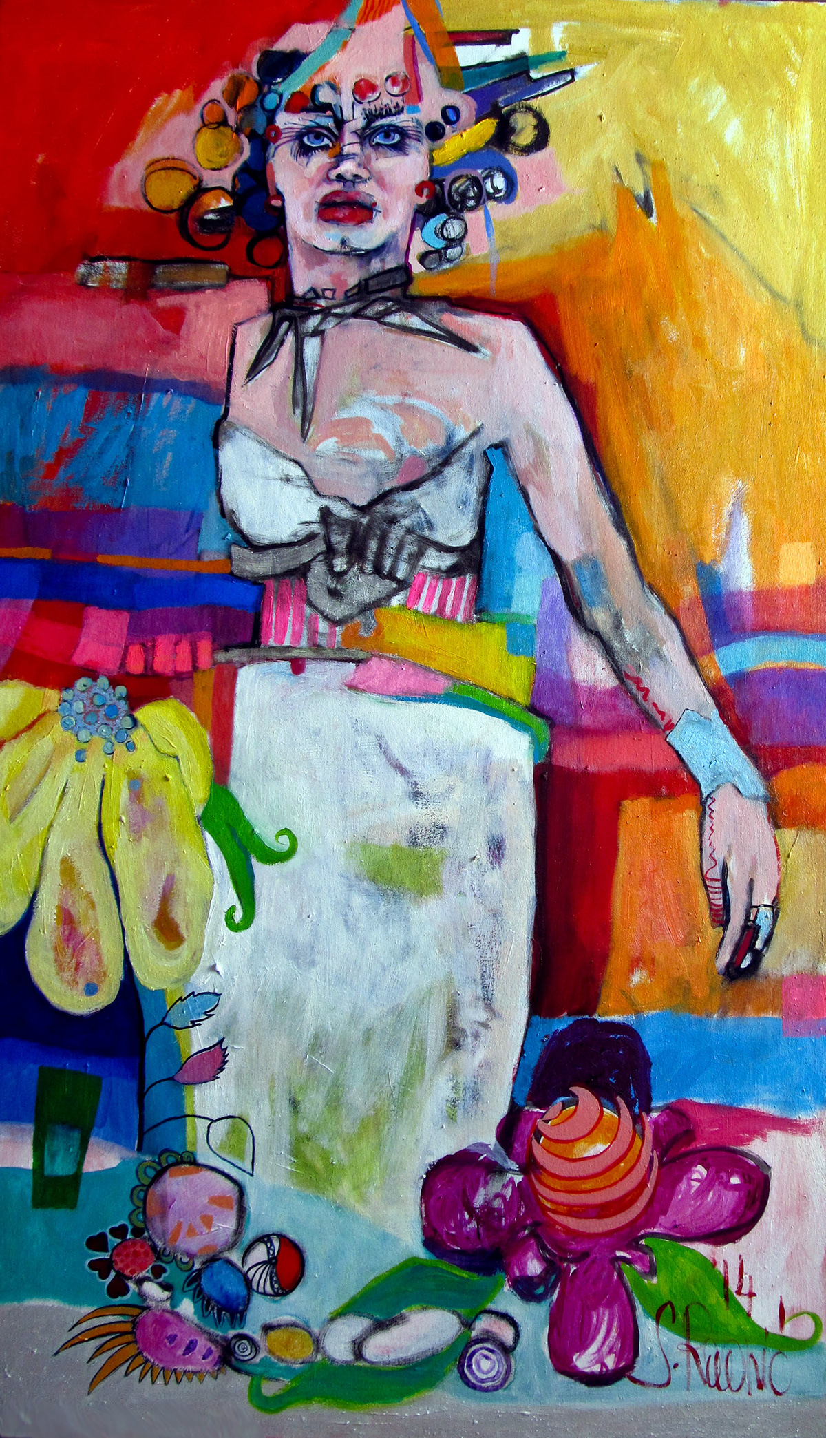female oil canvas art color women