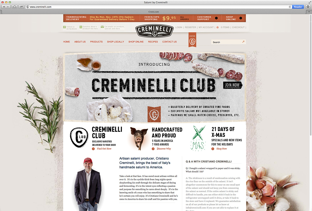 salami Creminelli  cristiano club  box type design iconography logo Layout promo tasting Guide video