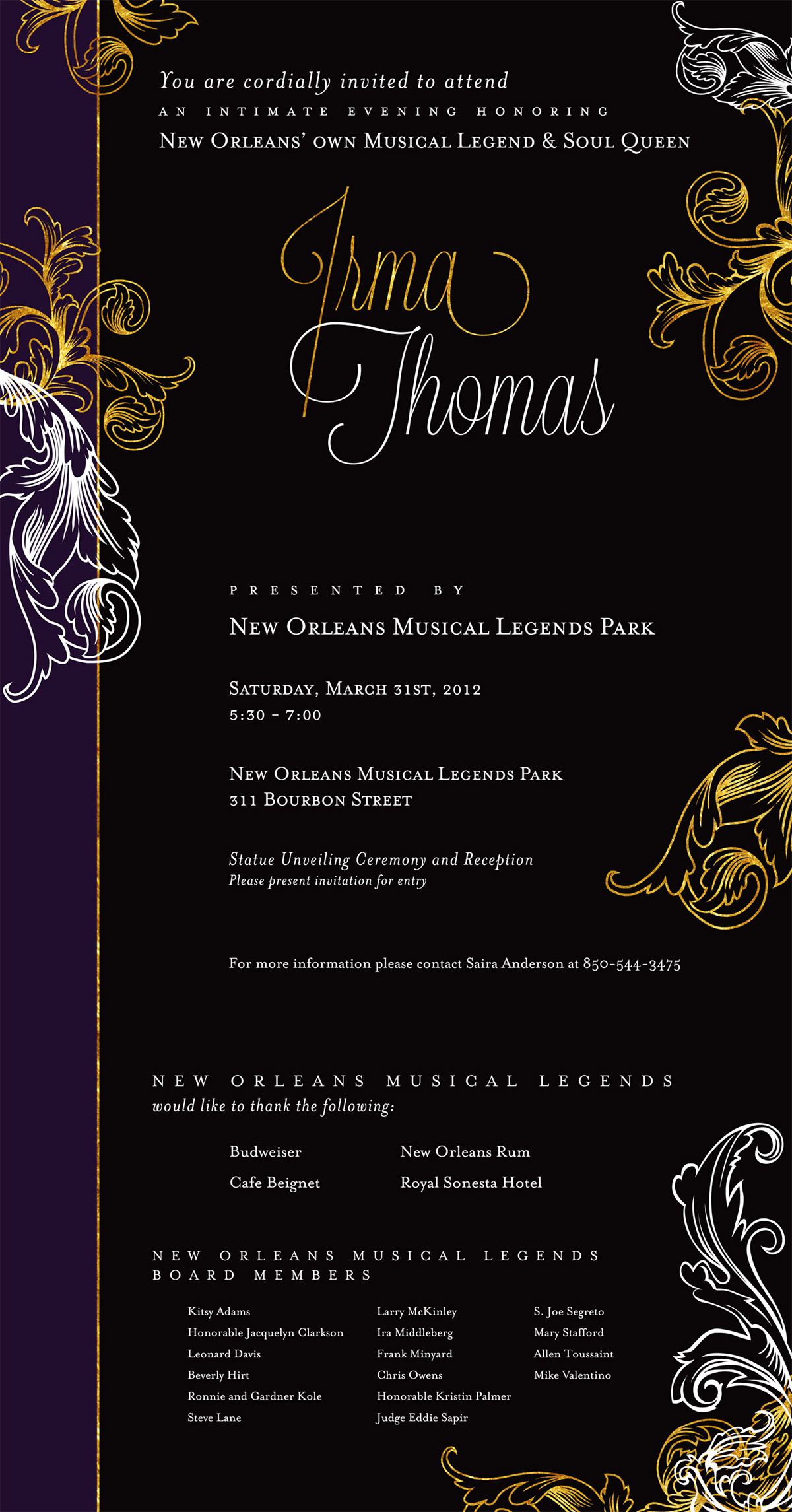 Irma Thomas gospel music Invitation new orleans gospel legend gold leaf ornamental ornaments