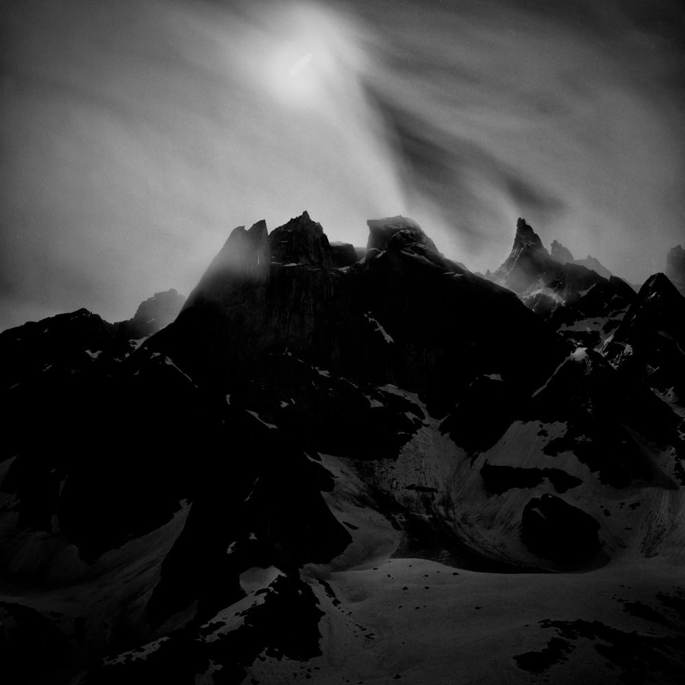 alps mountain mist monochrome