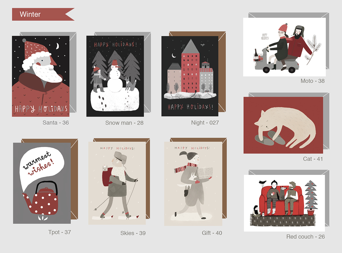 postcards greeting cards cards Christmas Stationery winter giftideas christmas postcards