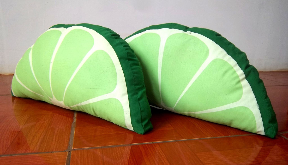 Fruit pillow watermelon lemon pillows SILK silk screening