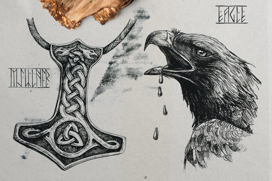 Drawing  ink mythology Scandinavian Bestiary book illustration legend viking книжная иллюстрация Norse