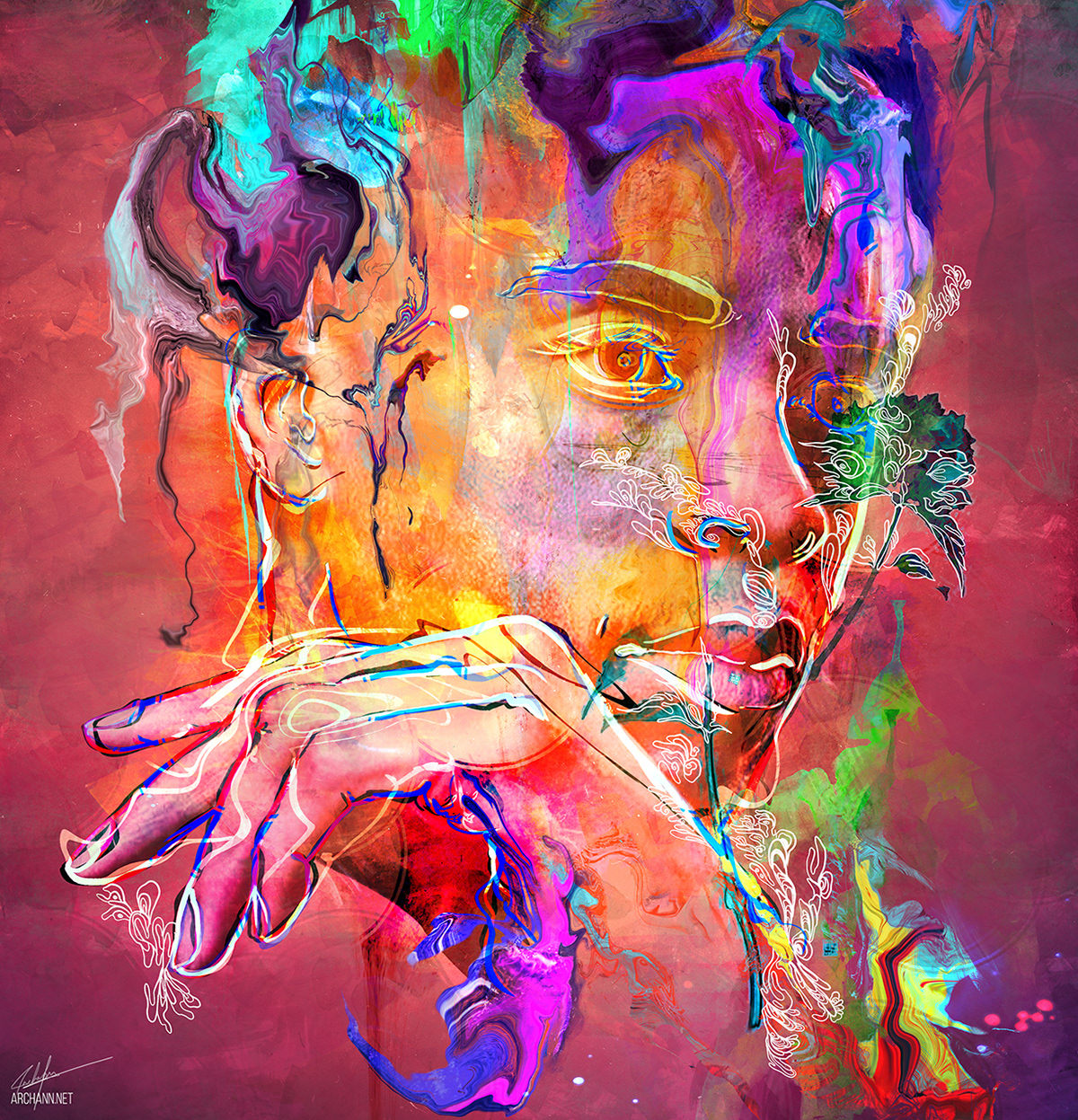 colorful Digital Paintings mixed media Nature Paintings photo illustrations portrait portrait art texture vivid