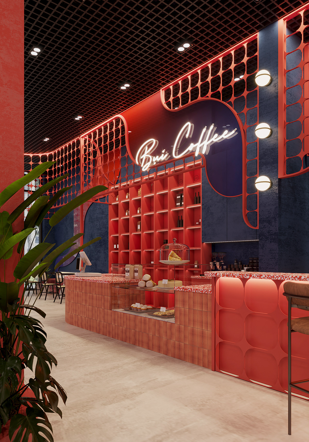 Coffee interior design  Interior architecture contemporary modern visualization 3ds max Render store