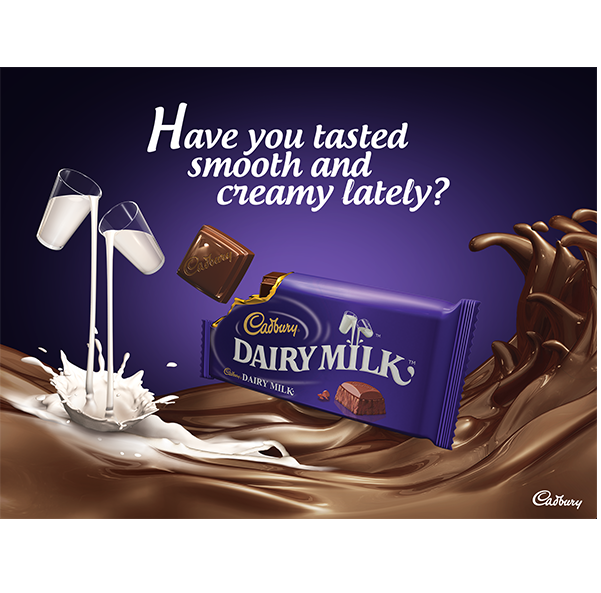 cardbury chocolate wave tidal smooth Creamy purple gold milk glass choco bar Kraft Mondelez Keyvisual