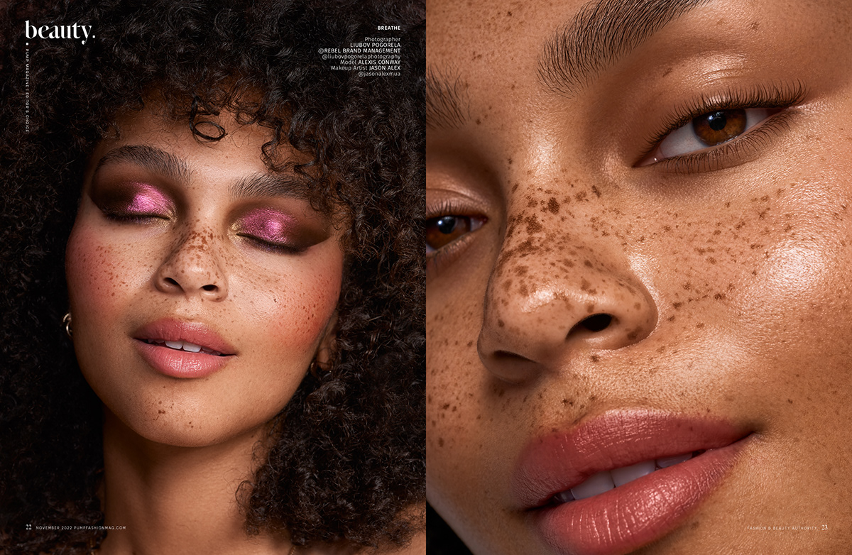 beauty editorial beauty photoshoot freckles High End liubov pogorela retouching  skincare