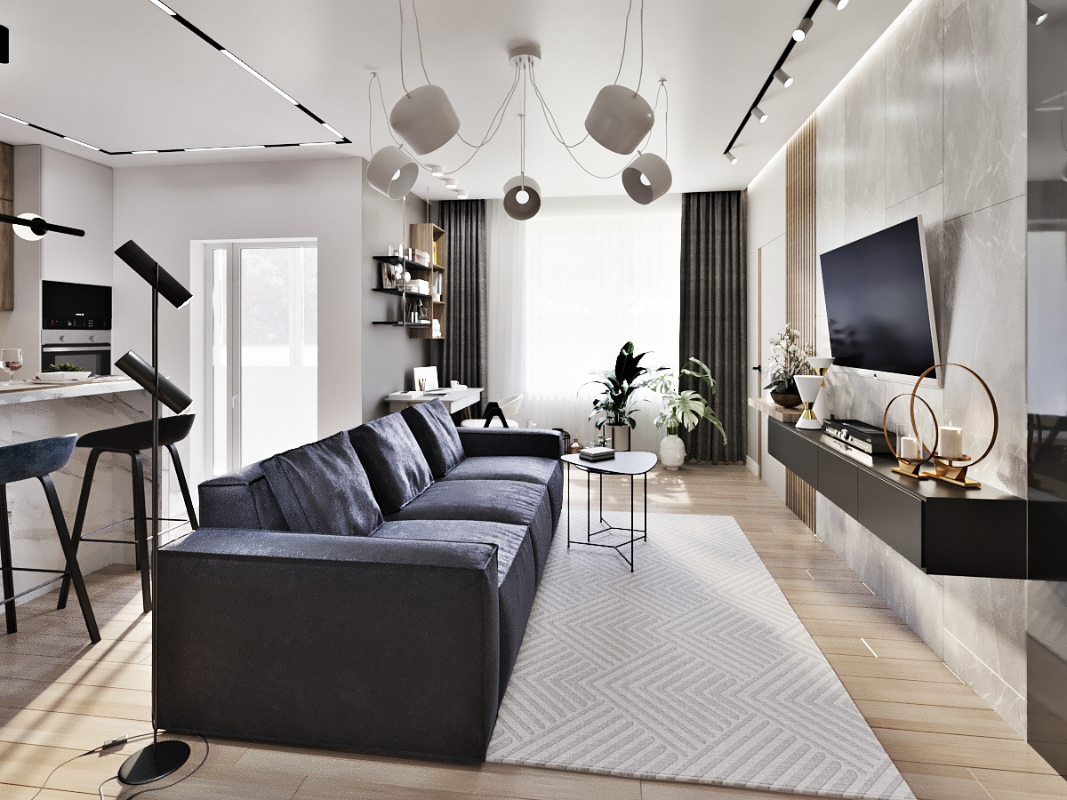 3ds max design Interior visualization дизайн дизайн интерьера интерьер гостиной квартира лофт рендер