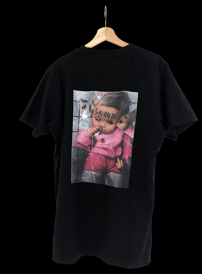 Baby Doll design Distress mirror print shirt smoking t-shirt graphic