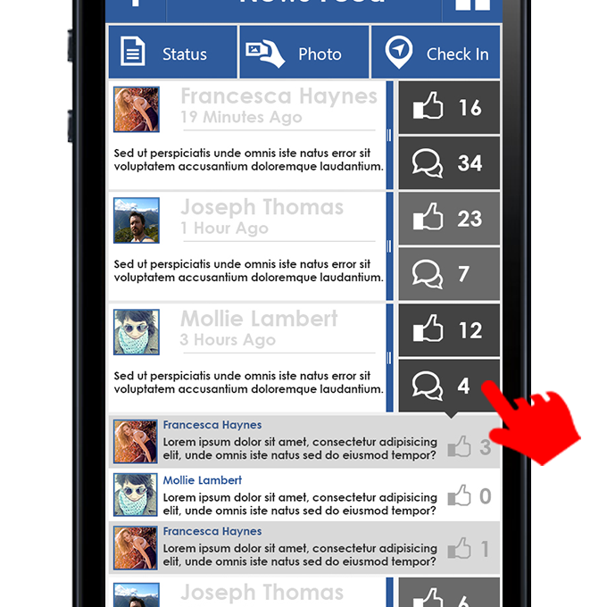 faceboook UI ux redesign app application ios android metro Metric metric design UX design ui design