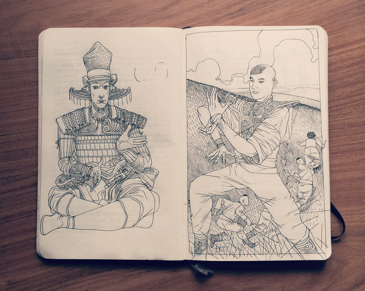 sketchbook sketches moleskine fantasy scribble Ocean art Whale samurai soldier ww1 Magic   butcher girl