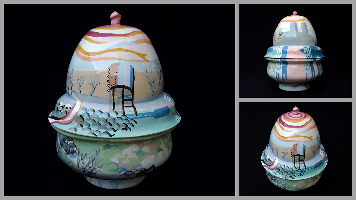 craft ceramics clay handcrafted art urban landscape plate pot