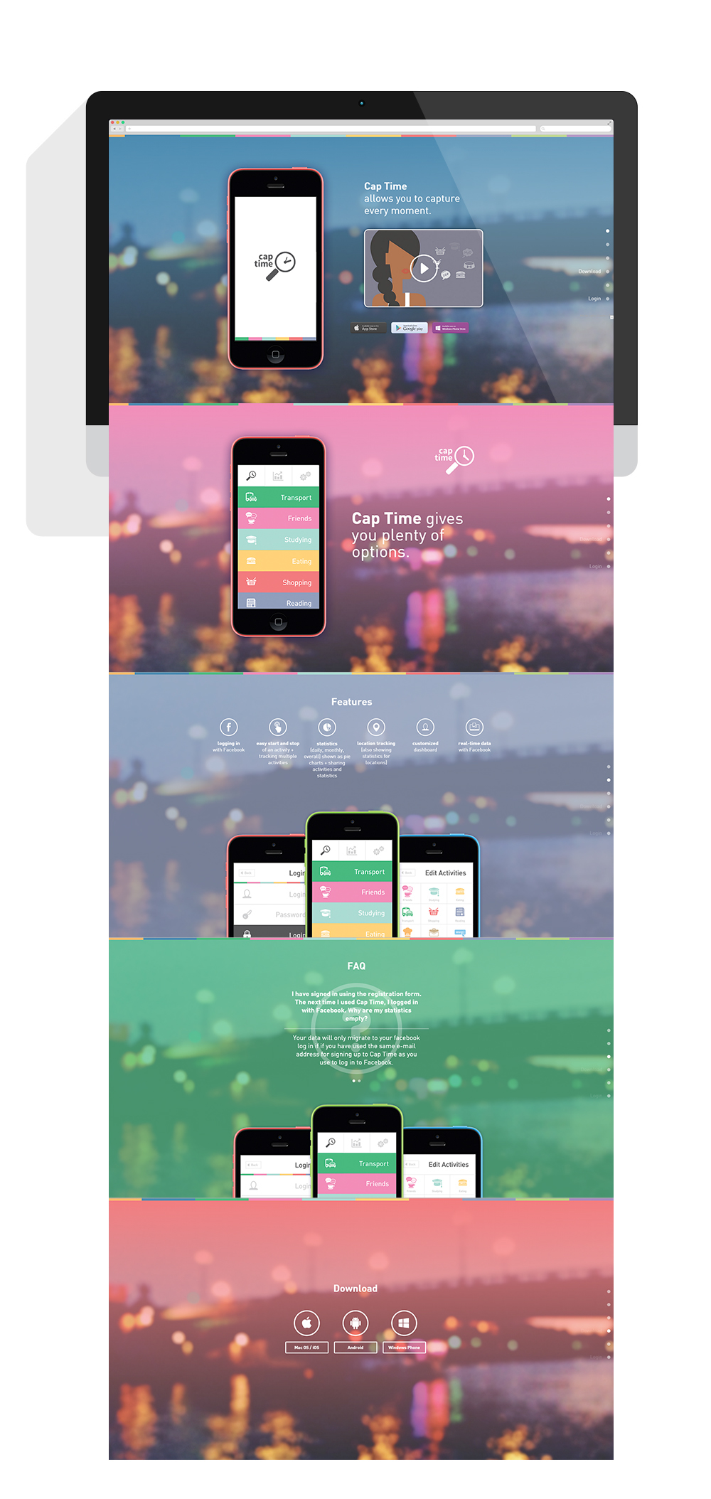 app application mobile rwd video time tracking Mockup flat Icon ux UI ios android colorful