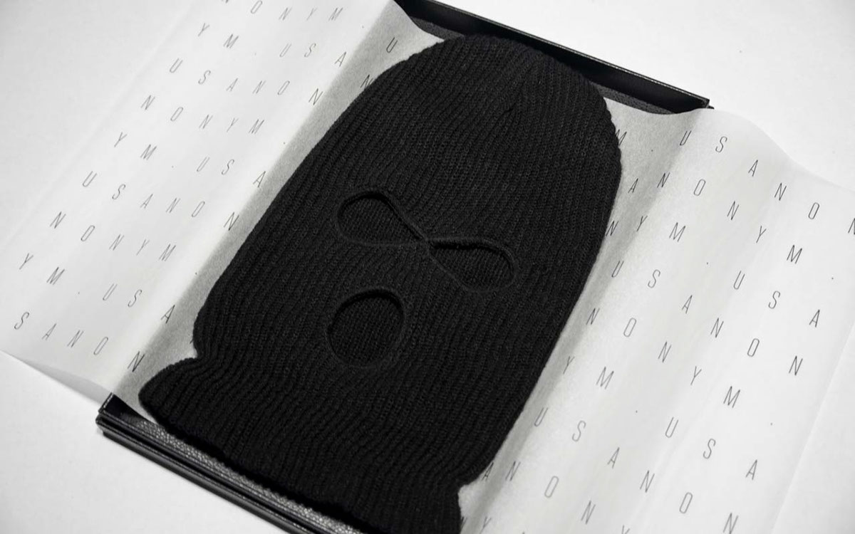 anonym.us anonymous Thieves social network secret society esoteric logo identity Stationery letterhead envelope business card Style Guide Blueprint ski mask