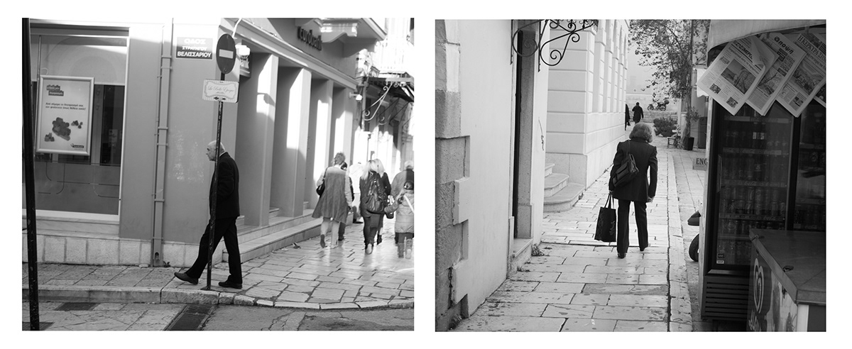 black & white b & w corfu pairs street photography diptychs increment lapse pair time