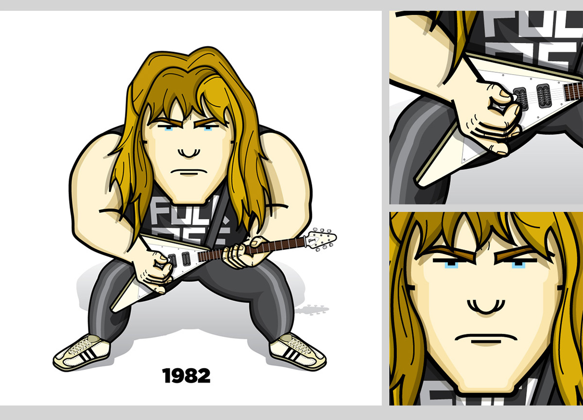 Metallica hetfield story evolution historia evolucion heavy metal Hard Rock caricaturas ilustracion diseño de personajes