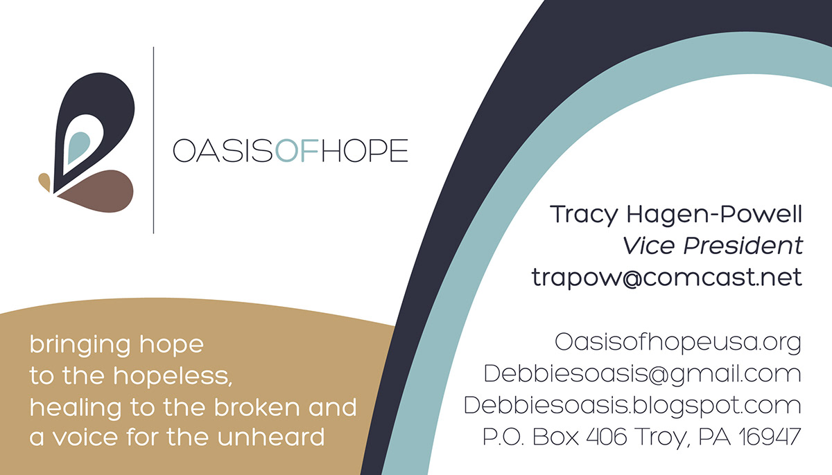 oasis of hope human trafficking business card letterhead butterfly