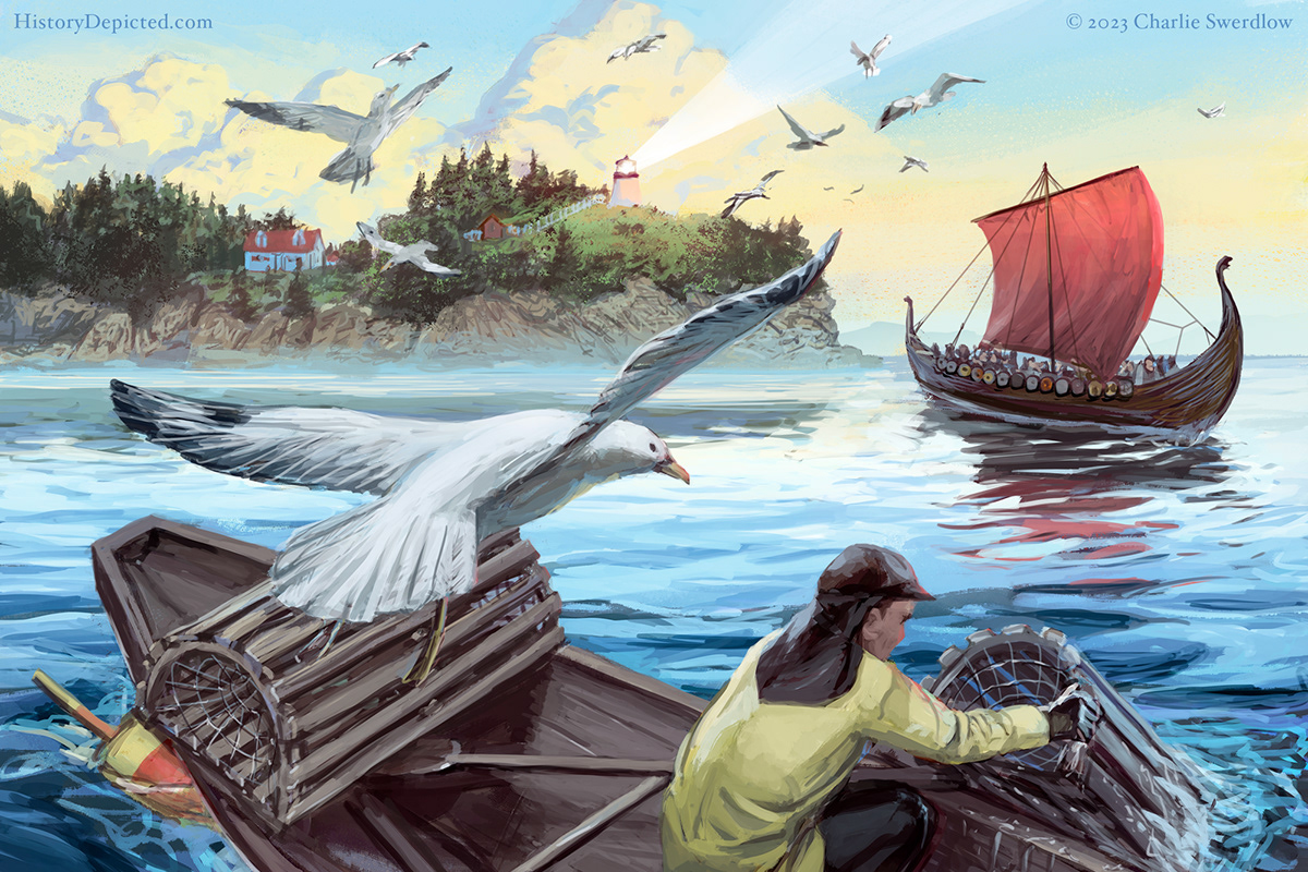 Advertising  artwork digital illustration Drawing  history ILLUSTRATION  lighthouse painting   sea viking