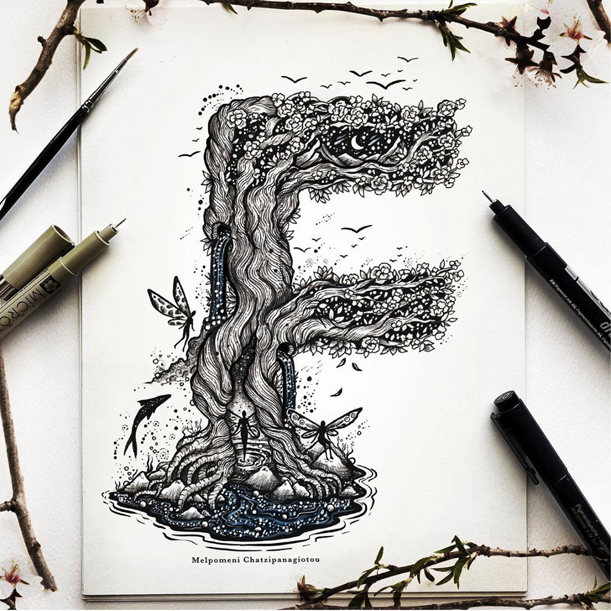 art digital illustration Drawing  handmade ink painting   pen Procreate book cover cover design