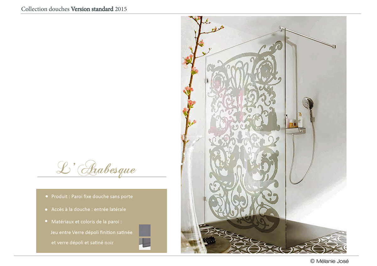 salle de bain bathroom motif Arabesque design bleu Collection alsace france tendance dessin Illustrator