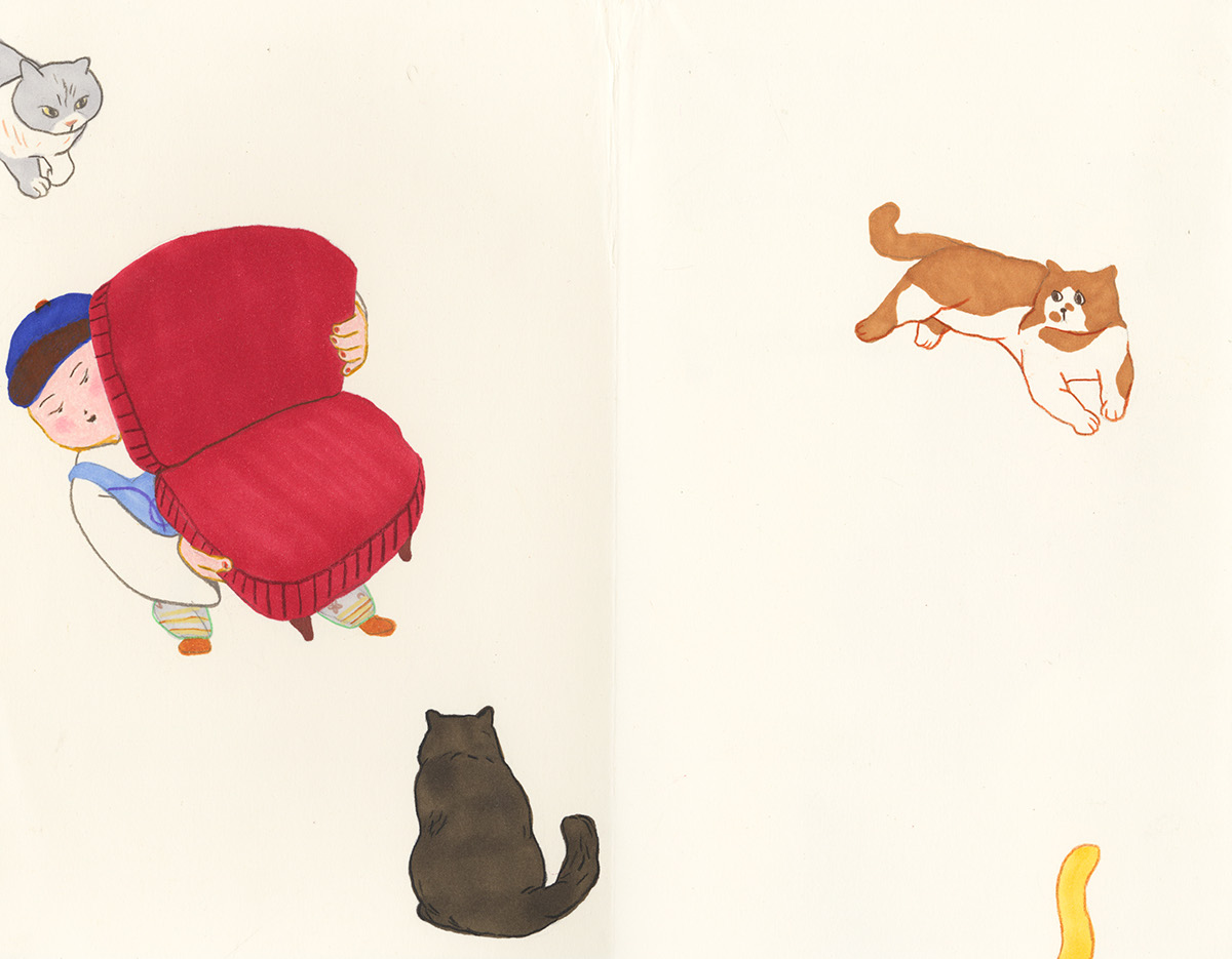 ILLUSTRATION  wordless book picturebook kids illustration Cat furniture