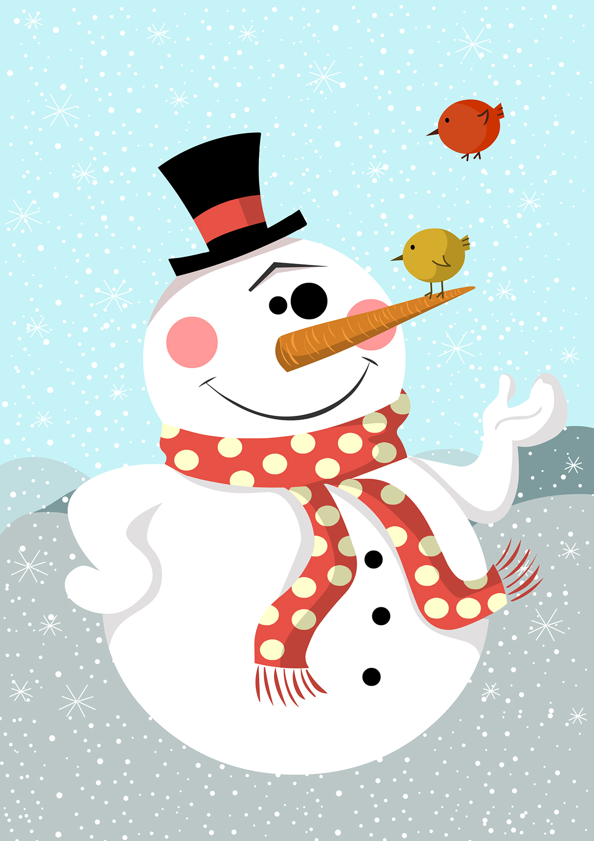 cartoon cute traditional background creative Holliday winter cold happy Expression Tree  kids Christmas snow