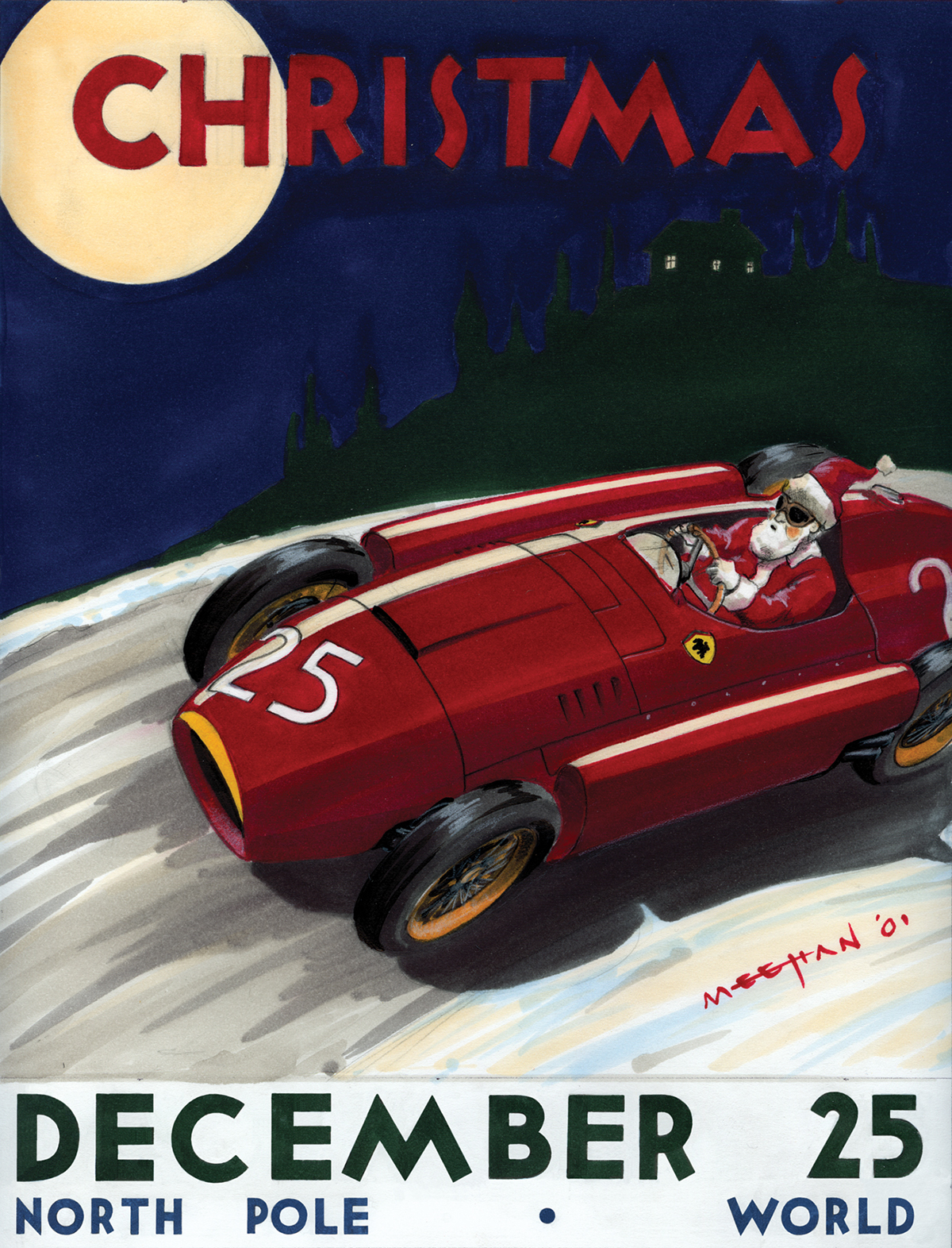 Christmas  art deco  Vintage Posters  transportation  cars
