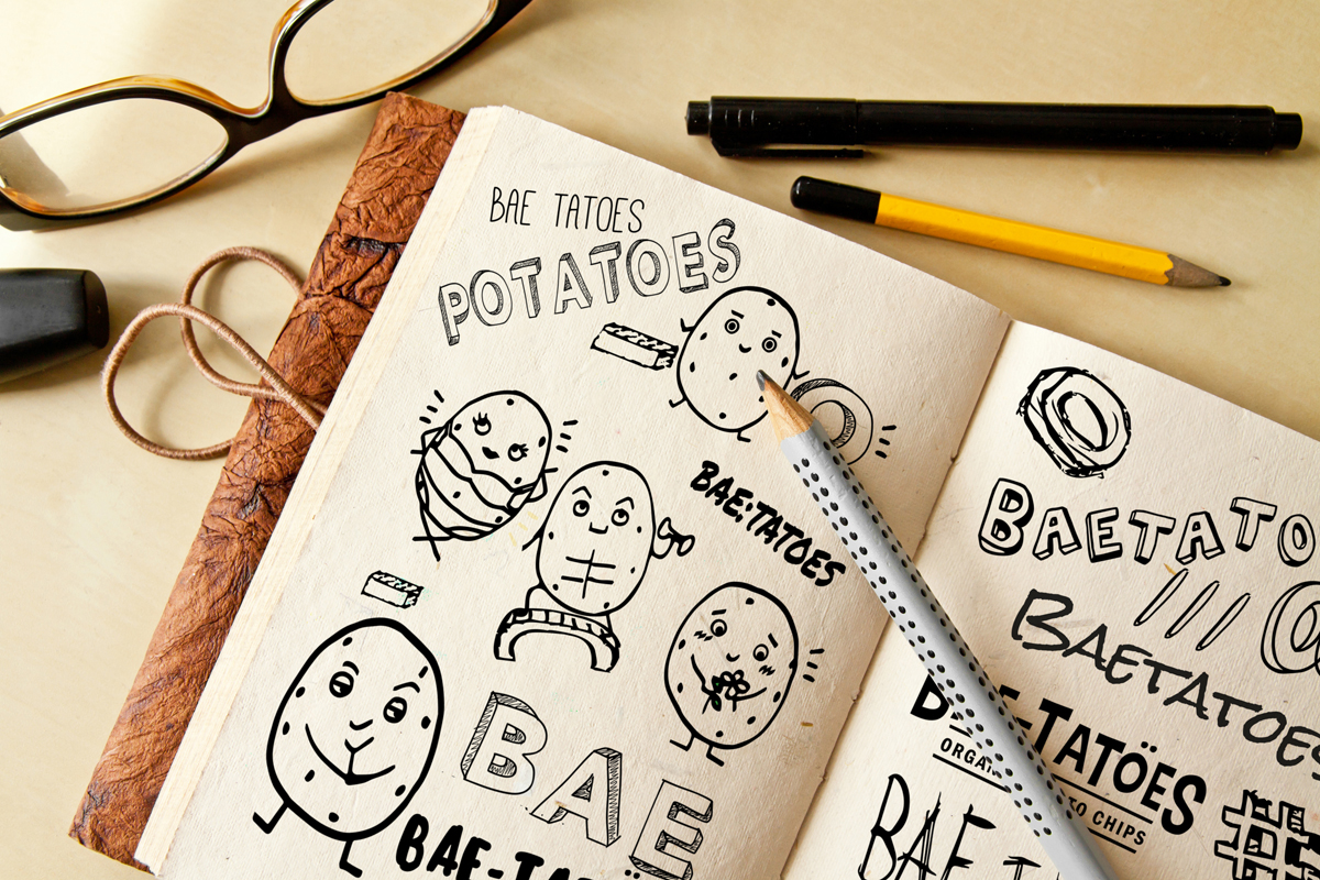 potatoes snack chips Packaging cute doodle creative Love Food  quote