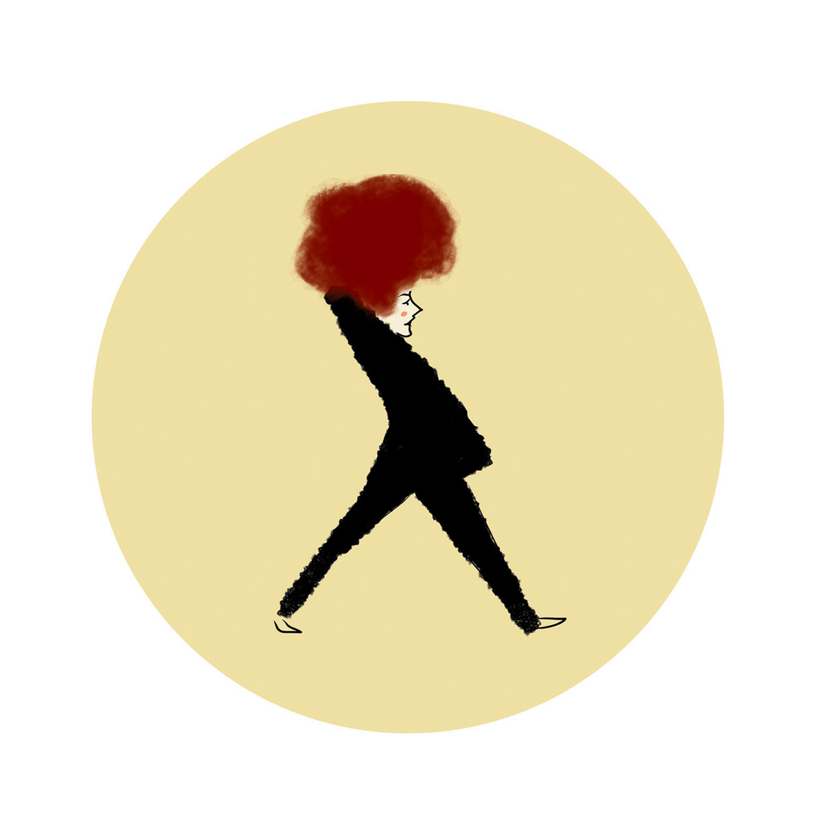 walking woman hair Clothing logo digital art photoshop lines sva black red circle creative motion