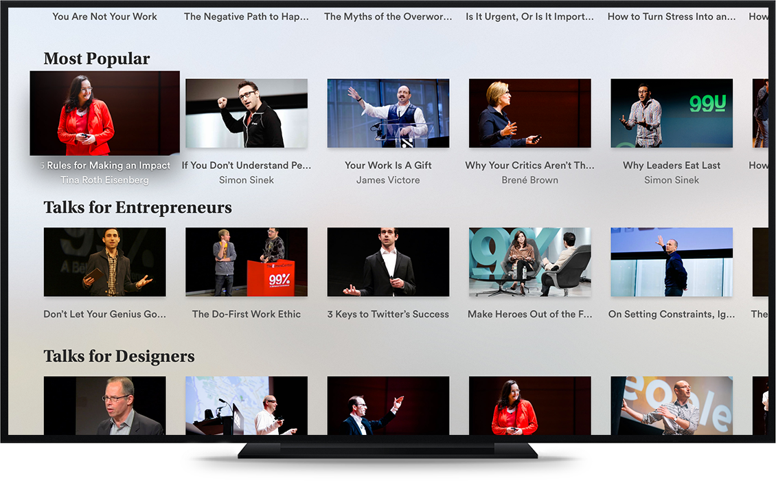 AppleTV apple tv app design 99U TVOS conference video Behance